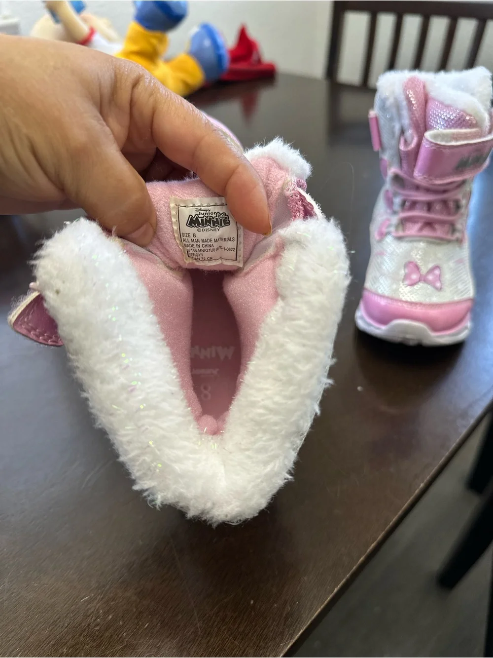 Disney Minnie Pink and White Girls Winter Boots